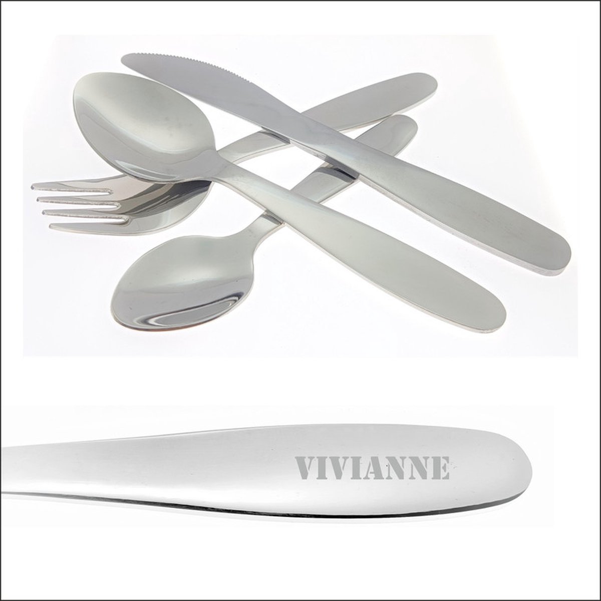 Kinderbestek Met Naam Gravering - Vivianne Kinderbestek Met Naam Gravering - Vivianne