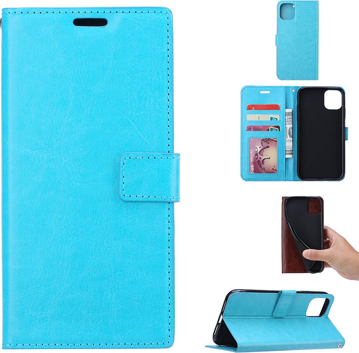Bookcase Geschikt voor: iPhone 13 - Turquoise - portemonnee hoesje