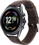 Leer Smartwatch bandje - Geschikt voor  Fossil Gen 6 - 44mm leren band - donkerbruin - Strap-it Horlogeband / Polsband / Armband