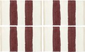 Decoways - Placemats 4 st chindi gestreept 30x45 cm bordeauxrood en wit