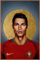 JUNIQE - Poster met kunststof lijst Football Icon - Cristiano Ronaldo