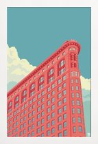 JUNIQE - Poster in houten lijst Flatiron Building New York City -40x60