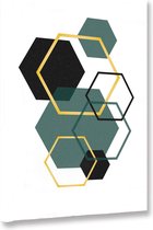 Akoestische panelen - Geluidsisolatie - Akoestische wandpanelen - Akoestisch schilderij AcousticBudget® - paneel met grafisch groene elementen - design 42 - 60x40 - Wanddecoratie -