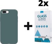 Siliconen Backcover Hoesje iPhone 6 Plus/6s Plus Groen - 2x Gratis Screen Protector - Telefoonhoesje - Smartphonehoesje