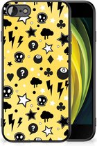 Telefoon Hoesje iPhone 7/8/SE 2020/2022 Silicone Back Cover met Zwarte rand Punk Yellow