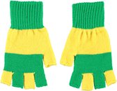 Apollo - Vingerloze handschoenen - Handschoenen carnaval - handschoenen carnaval groen/geel - one size - Vingerloze handschoenen uniseks - fingerless gloves