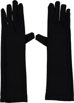 Apollo - Nylon handschoenen - Lange handschoenen - 40 cm - Zwart - Maat M - Zwarte Handschoenen - Zwarte handschoenen verkleed - Carnaval