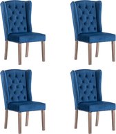 Decoways - Eetkamerstoelen 4 stuks fluweel blauw