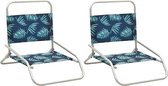 Decoways - Strandstoelen 2 stuks inklapbaar bladpatroon stof