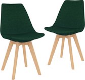 Decoways - Eetkamerstoelen 2 st stof donkergroen