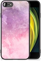 Silicone Back Cover iPhone 7/8/SE 2020/2022 Telefoonhoesje met Zwarte rand Pink Purple Paint