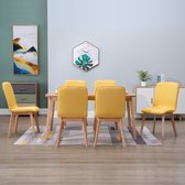 Decoways - Eetkamerstoelen 6 st stof en massief eikenhout geel