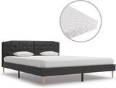 Decoways - Bed met matras stof zwart 160x200 cm