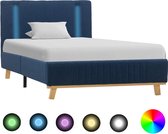 Decoways - Bedframe met LED stof blauw 100x200 cm