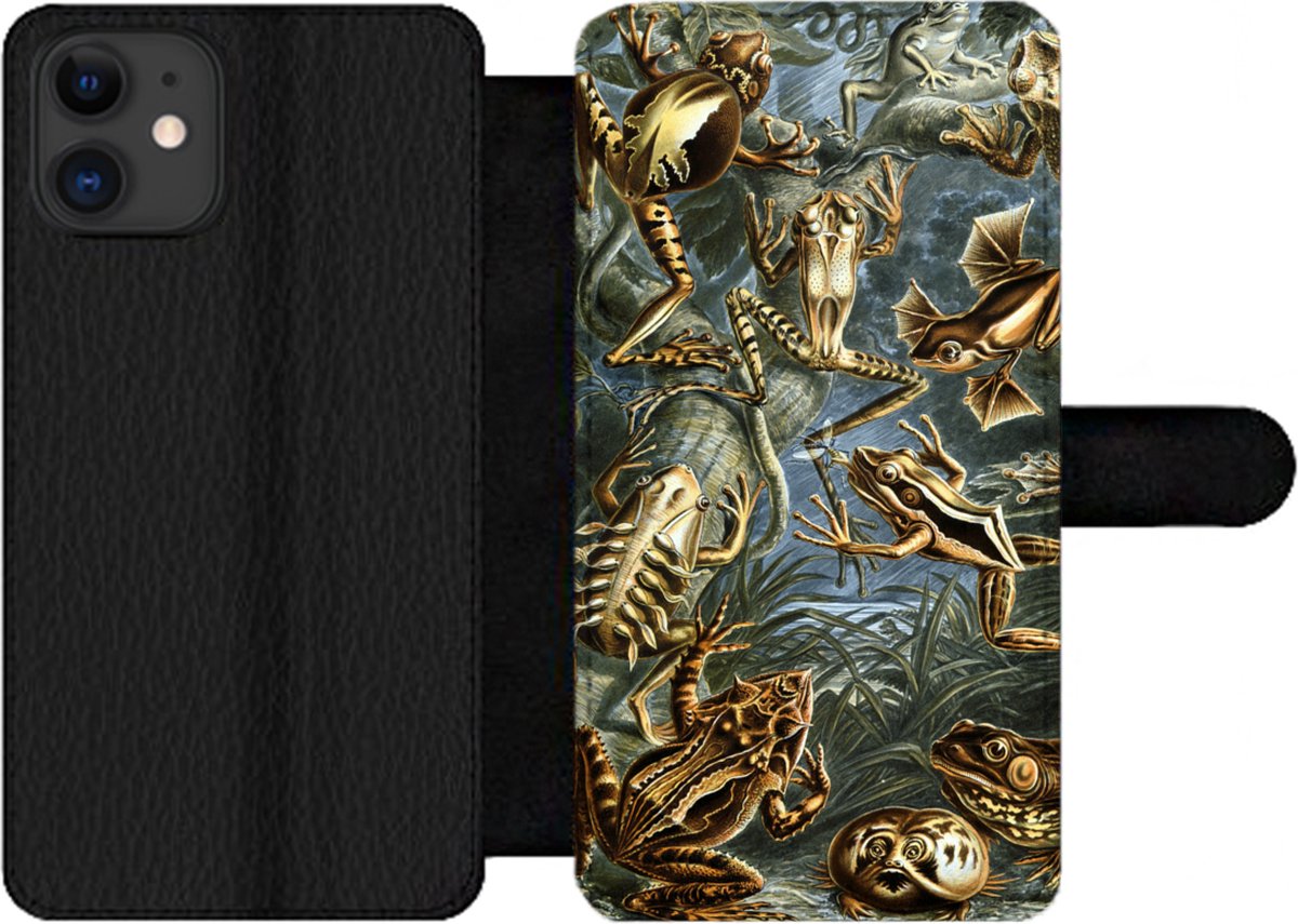 Telefoonhoesje Geschikt voor iPhone 11 telefoonhoesje - Batrachia - Haeckel - Oude meesters - Met vakjes - Wallet case met magneetsluiting
