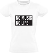 No music no life Dames t-shirt | muziek | dj | concert | cadeau | Wit