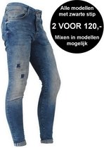 Cars Jeans - Heren Jeans - Super Skinny - Lengte 34- Damaged Look - Stretch - Aron - Denim