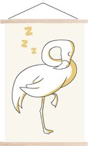 Schoolplaat Slapende Flamingo - Wanddecoratie - Kinderkamer - Babykamer