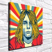 Pop Art Kurt Cobain Canvas - 100 x 100 cm - Canvasprint - Op dennenhouten kader - Geprint Schilderij - Popart Wanddecoratie