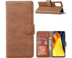 Hoesje Geschikt voor Xiaomi Redmi Note 10 5G Hoesje / Poco M3 Pro 5G Hoesje Bruin bookcase met Pasjeshouder - Hoesje Mi Poco M3 Pro 5G case Portemonnee cover