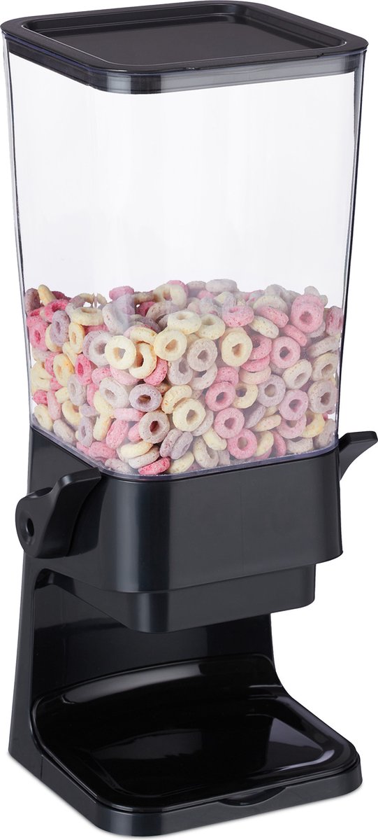 Dispenser Cereali Relaxdays - Per Cornflakes E Dolci, Plastica, 31x16.5x18.5 Cm, Nero - Foto 3