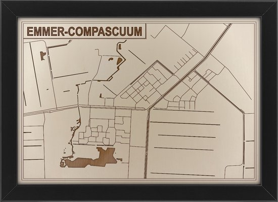 Houten stadskaart van Emmer-Compascuum