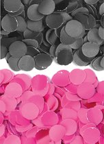 2 kilo fuchsia roze en zwarte papier snippers confetti mix set feest versiering - 1 kilo per kleur