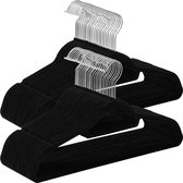 ZAZA Home Fluwelen hangers, 50 stuks, antislip kledinghangers, draaibare haken, zwart