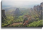Walljar - Meteora Greece - Muurdecoratie - Canvas schilderij