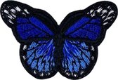 Vlinder Strijk Embleem Applicatie Patch Blauw 4.4 cm / 3 cm / Blauw