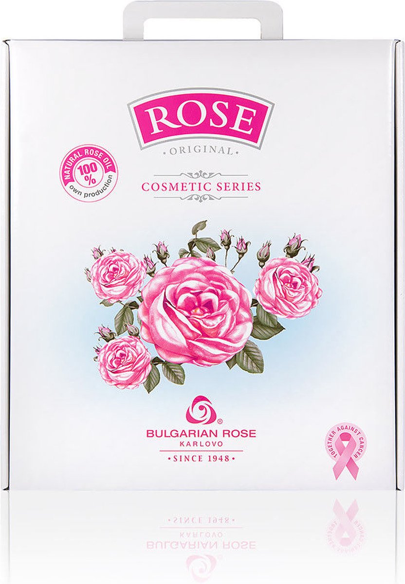 Rose Original Gift set deluxe | Cadeauset - micellair water + dagcrème + handcrème + zeep + douchegel | Rozen cosmetica met 100% natuurlijke Bulgaarse rozenolie en rozenwater | Moederdag cadeau