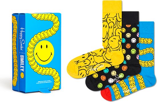 Happy Socks Smiley Gift Set (3-pack) - blije voeten - Unisex - Maat: 36-40