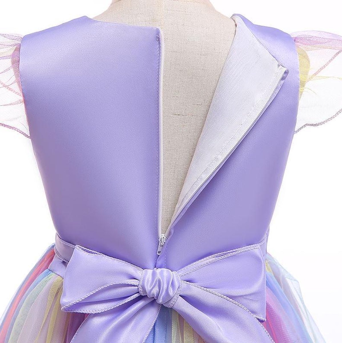 Joya Kids® Paarse Eenhoorn Verkleed Jurk Set | Unicorn Jurk kostuum | Prinsessen jurk verkleedjurk + Haarband | (120) | Cadeau meisje — afbeelding 6