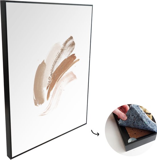 Afbeelding van Akoestische Panelen - Geluidsisolatie - Akoestisch Wandpaneel - Wanddecoratie - Schilderij - 120x180 cm - Waterverf - Goud - Abstract - Geluidsdemper - Isolatie platen