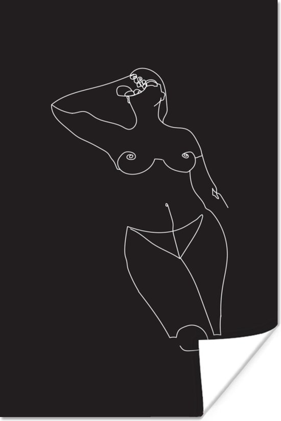 Poster Vrouw - Lichaam - Line art - 80x120 cm