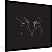 Photo en cadre - Illustration femme en sous-vêtements sur fond noir cadre photo noir sans passe-partout 40x40 cm - Affiche sous cadre (Décoration murale salon / chambre)