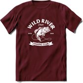 Fishing Club - Vissen T-Shirt | Grappig Verjaardag Vis Hobby Cadeau Shirt | Dames - Heren - Unisex | Tshirt Hengelsport Kleding Kado - Burgundy - XL