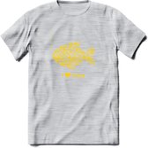 I Love Fishing - Vissen T-Shirt | Geel | Grappig Verjaardag Vis Hobby Cadeau Shirt | Dames - Heren - Unisex | Tshirt Hengelsport Kleding Kado - Licht Grijs - Gemaleerd - XXL