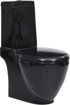vidaXL Toilet rond afvoer onder keramiek zwart