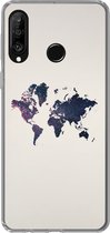 Geschikt voor Huawei P30 Lite hoesje - Wereldkaart - Licht - Rood - Siliconen Telefoonhoesje