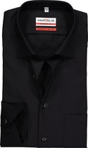 MARVELIS modern fit overhemd - mouwlengte 7 - zwart - Strijkvrij - Boordmaat: 40