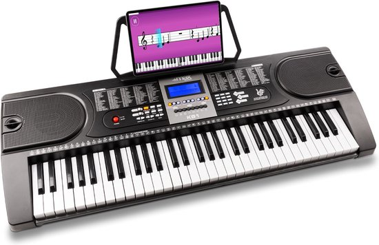 Keyboard - MAX KB1 keyboard piano met o.a. 61 toetsen en trainingsfunctie - Het perfecte keyboard om keyboard te leren spelen - Zwart