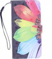 LuxeBass Boekhoesje met print geschikt voor OPPO A74 4G - Flower 3D - bookcase - boekhoesje - book case - boek hoesje