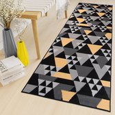 Tapiso Maya Loper Vloerkleed Zwart Geel Gang Modern Woonkamer Gang Maat- 100x100