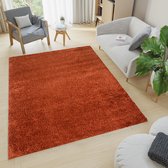 Tapiso Essence Vloerkleed Rood Bruin Hoogpolig Shaggy Tapijt Maat- 140x200