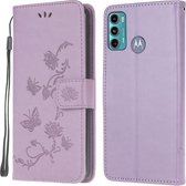 Coverup Bloemen & Vlinders Book Case Geschikt voor Motorola Moto G60 Hoesje - Paars