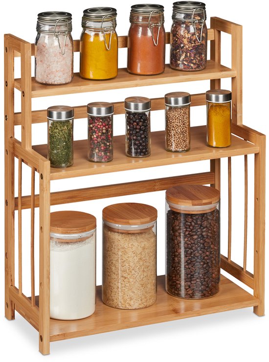TaTaai Cadeau Étagère à Épices Verticale à 3 Couches pour Comptoir de Cuisine et de Salle de Bain, Boîte de Rangement, Porte-Bouteille d'Assaisonnement avec Tablette Ajustable