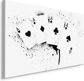 Schilderij - Azen in zwart/wit, Speelkaarten, Premium Print