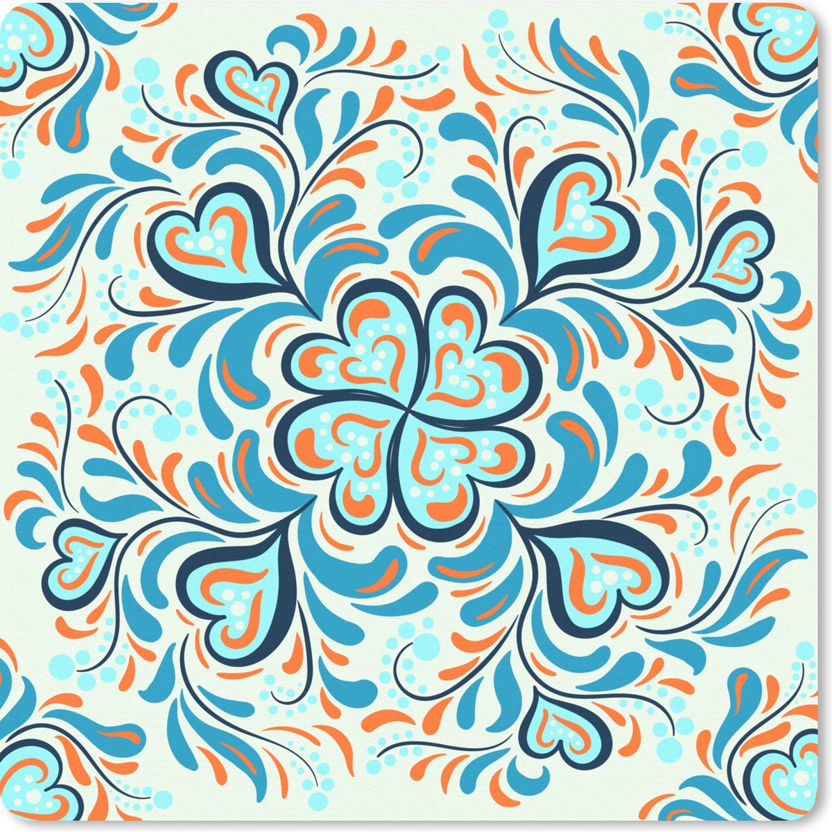 Muismat 30x30 cm - Mousepad Klavertje vier - Harten - Blauw - Patroon - Muismatten