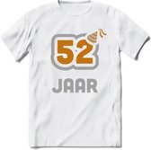 52 Jaar Feest T-Shirt | Goud - Zilver | Grappig Verjaardag Cadeau Shirt | Dames - Heren - Unisex | Tshirt Kleding Kado | - Wit - L